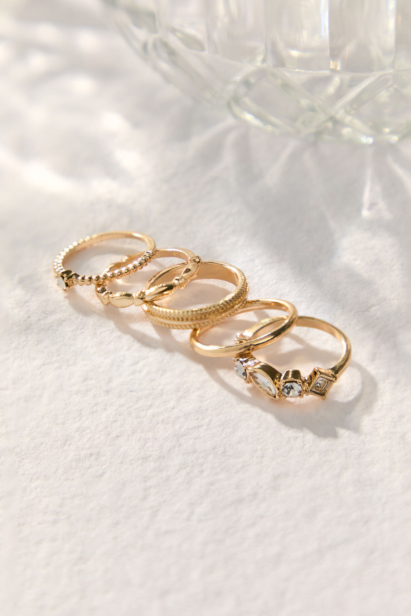 Crystal Stone Ring Set