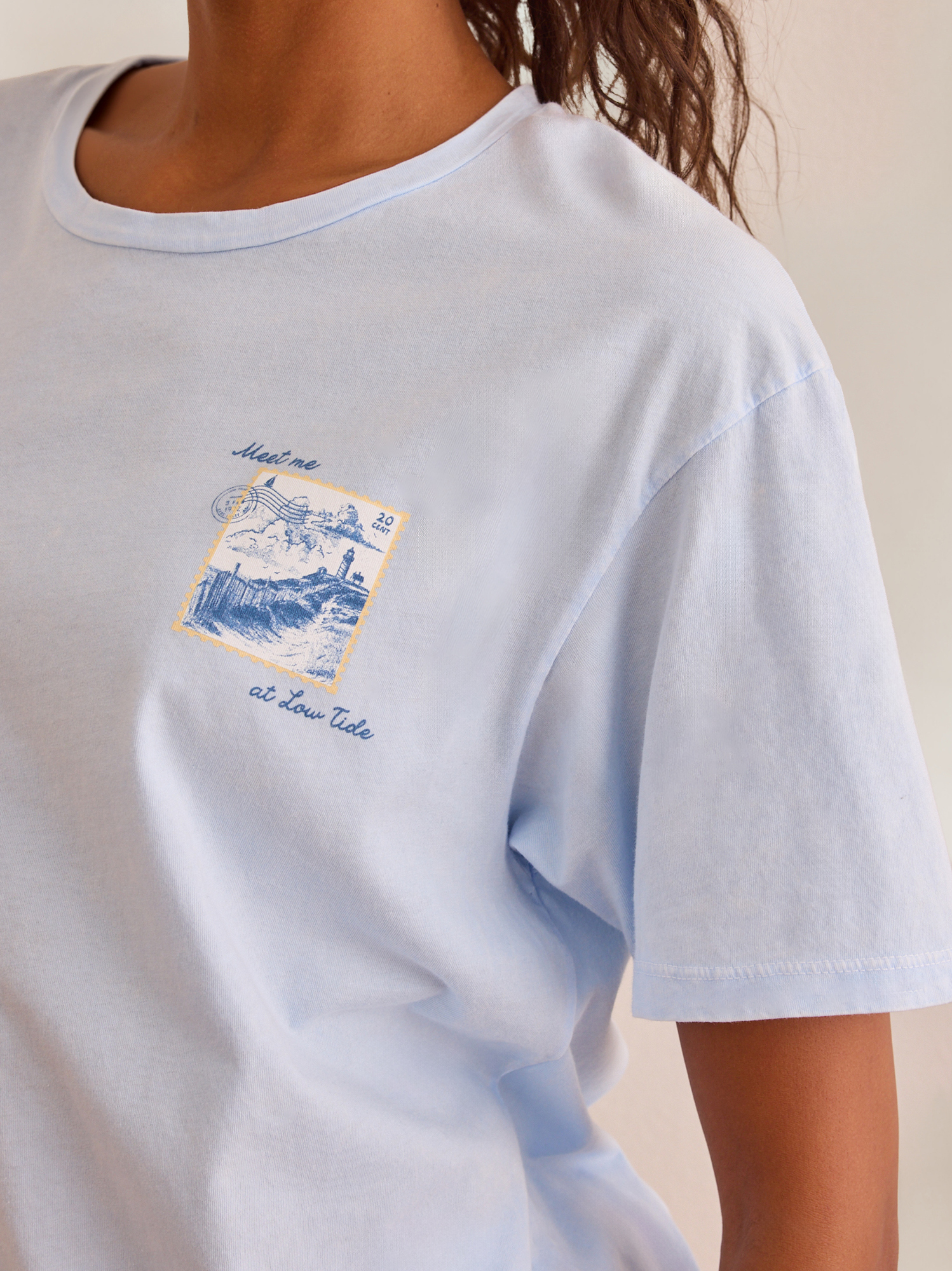 Mayte Postcard Graphic Tee in Blue | AS Revival