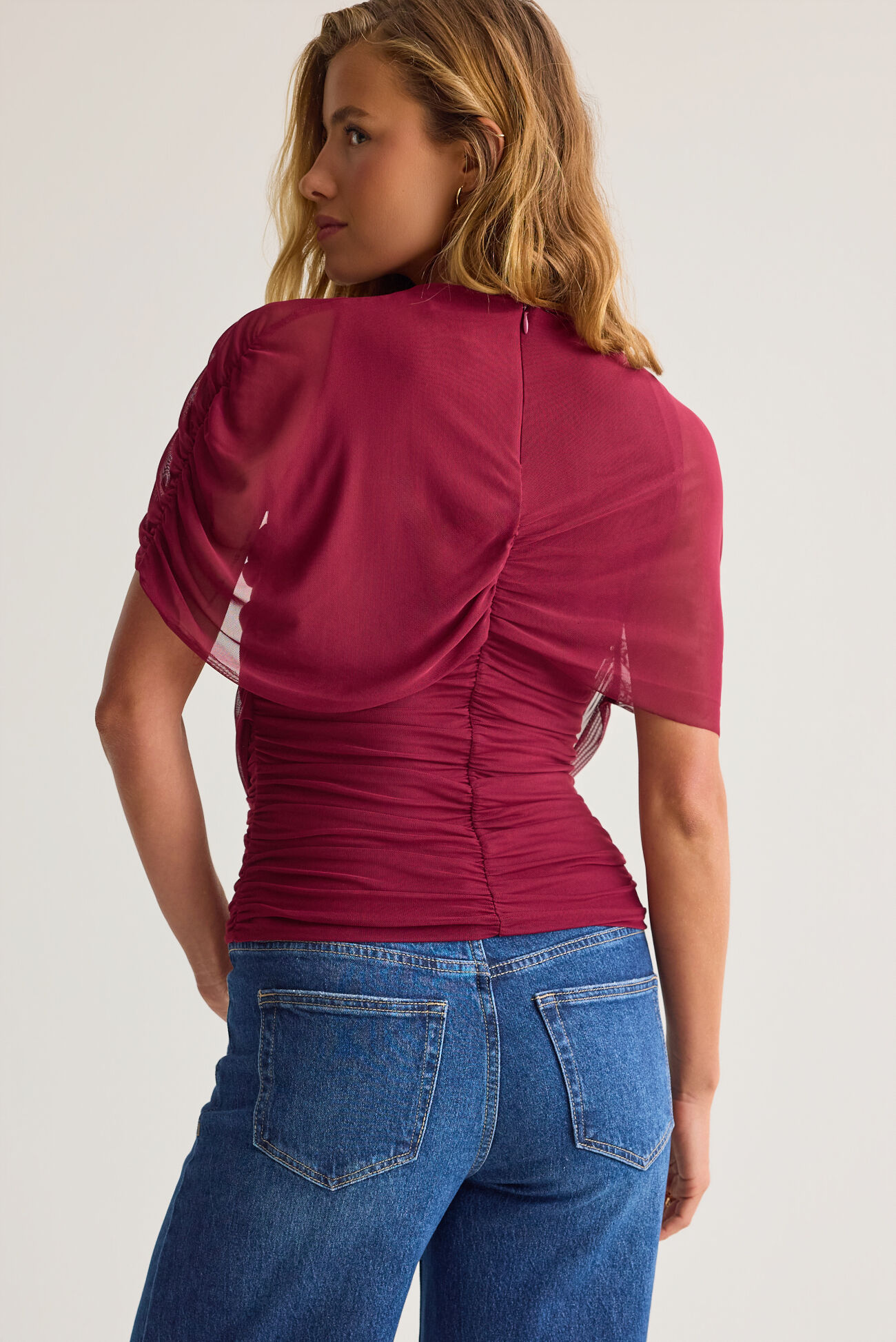 Kael Mesh Shawl Wrap Top