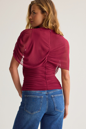 Kael Mesh Shawl Wrap Top - Altar'd State - 