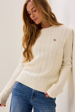 Sami American Flag Cable Knit Sweater - Altar'd State