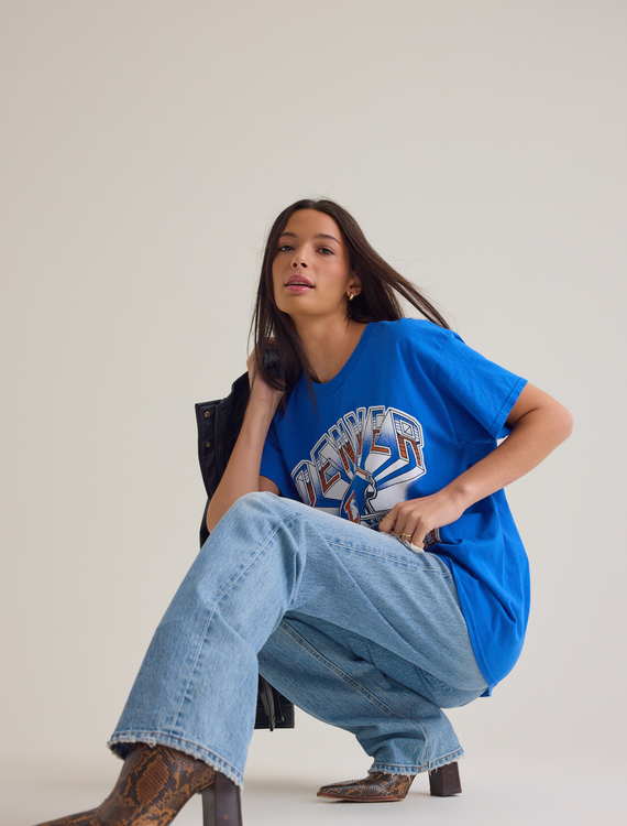 Denver Broncos Oversized Graphic Tee Detail 5 - Altar'd State