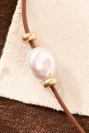 Pearl Beaded Leather Necklace - Altar'd State - 