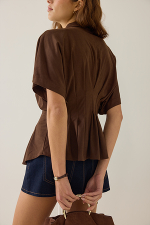 Keziah Suede Short-Sleeve Top - Altar'd State