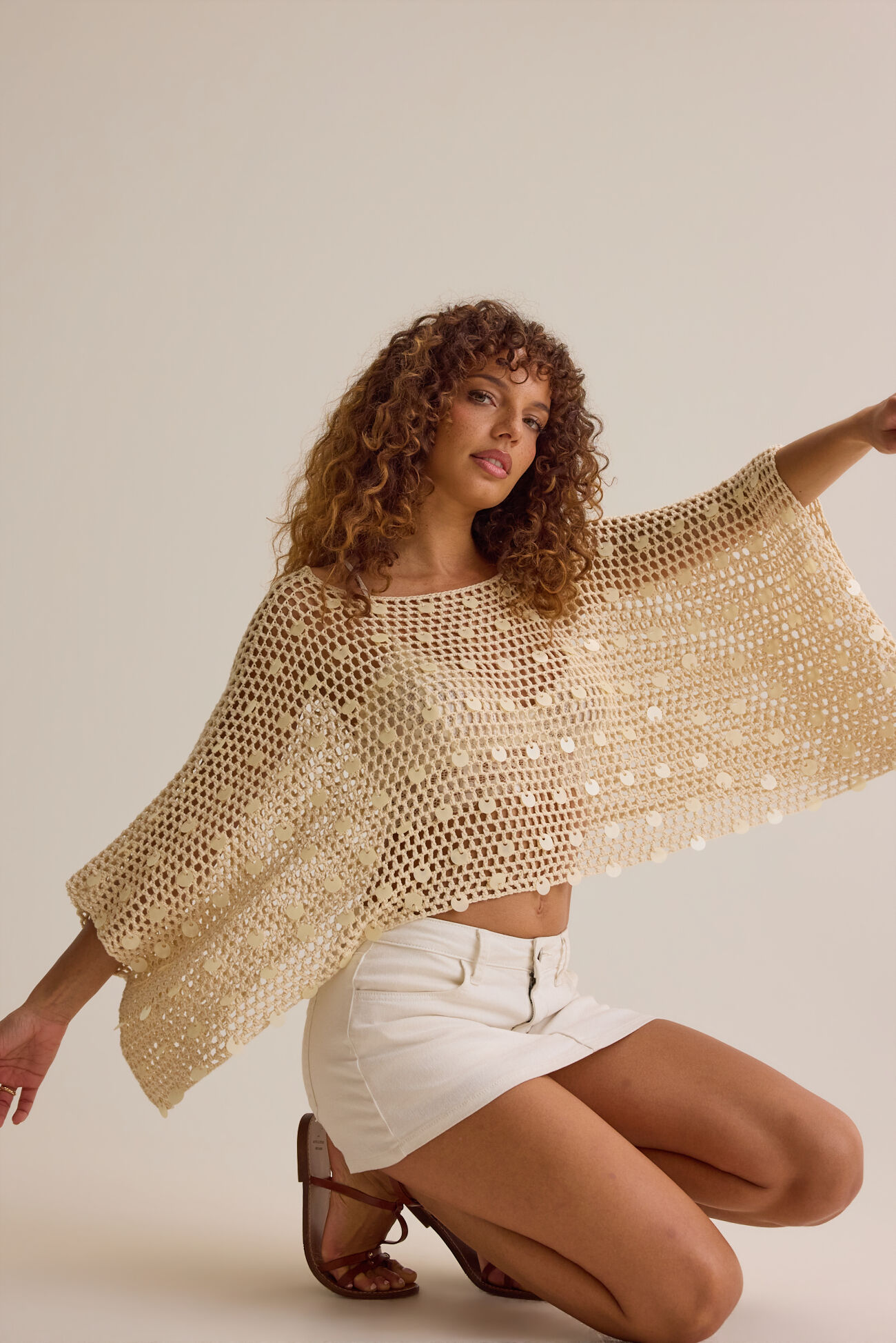 Josephine Crochet Sequin Poncho