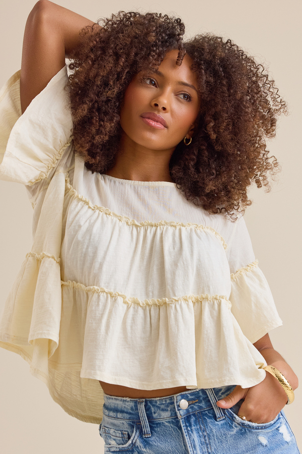 Calliope Tiered Babydoll Top Detail 3 - Altar'd State