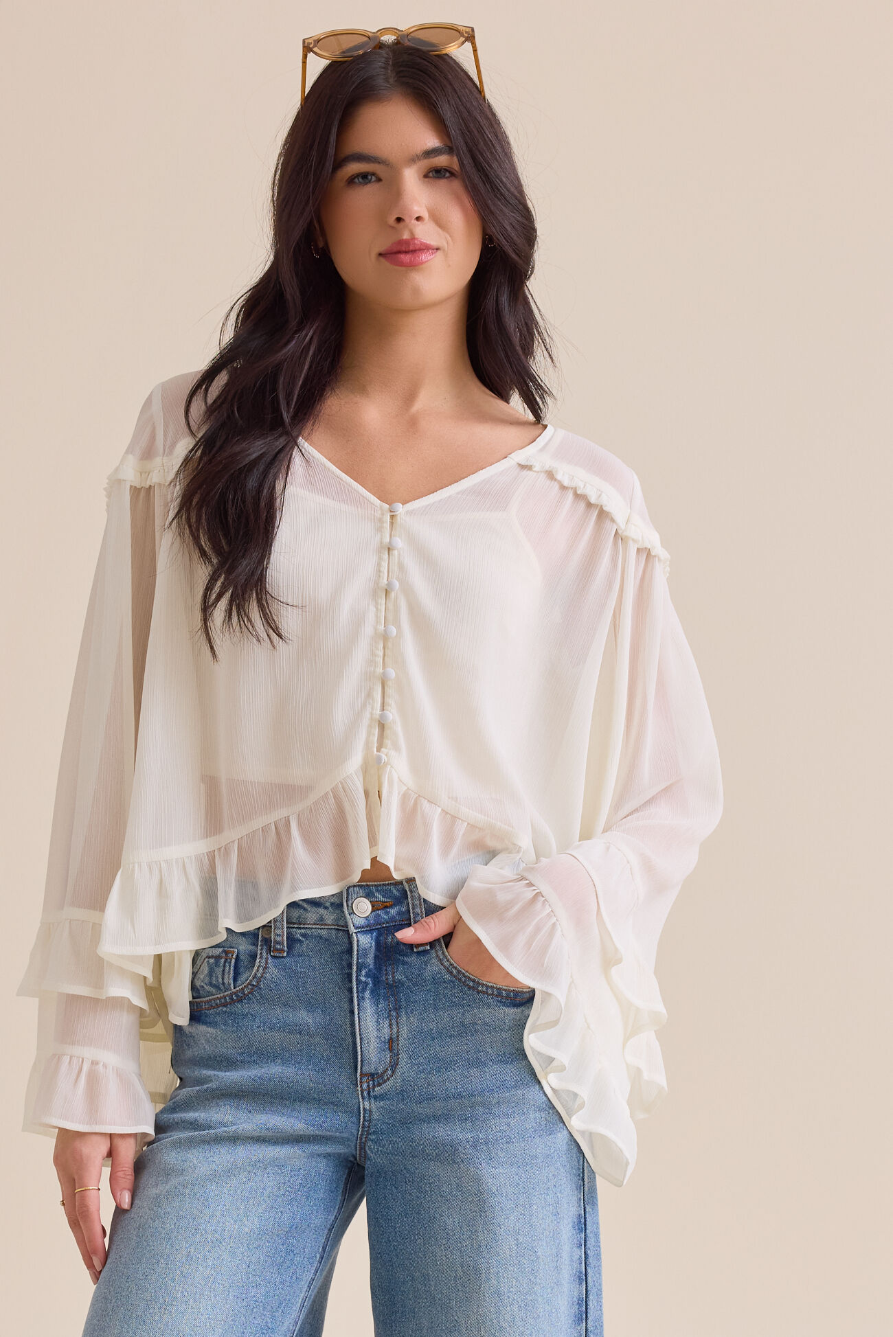 Kariss Chiffon Ruffle Top
