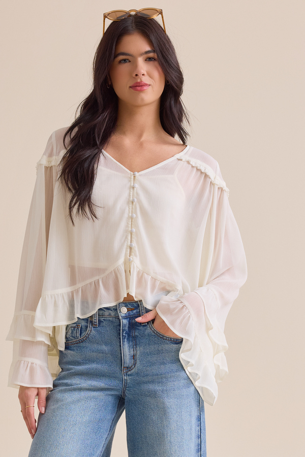 Kariss Chiffon Ruffle Top Detail 2 - Altar'd State