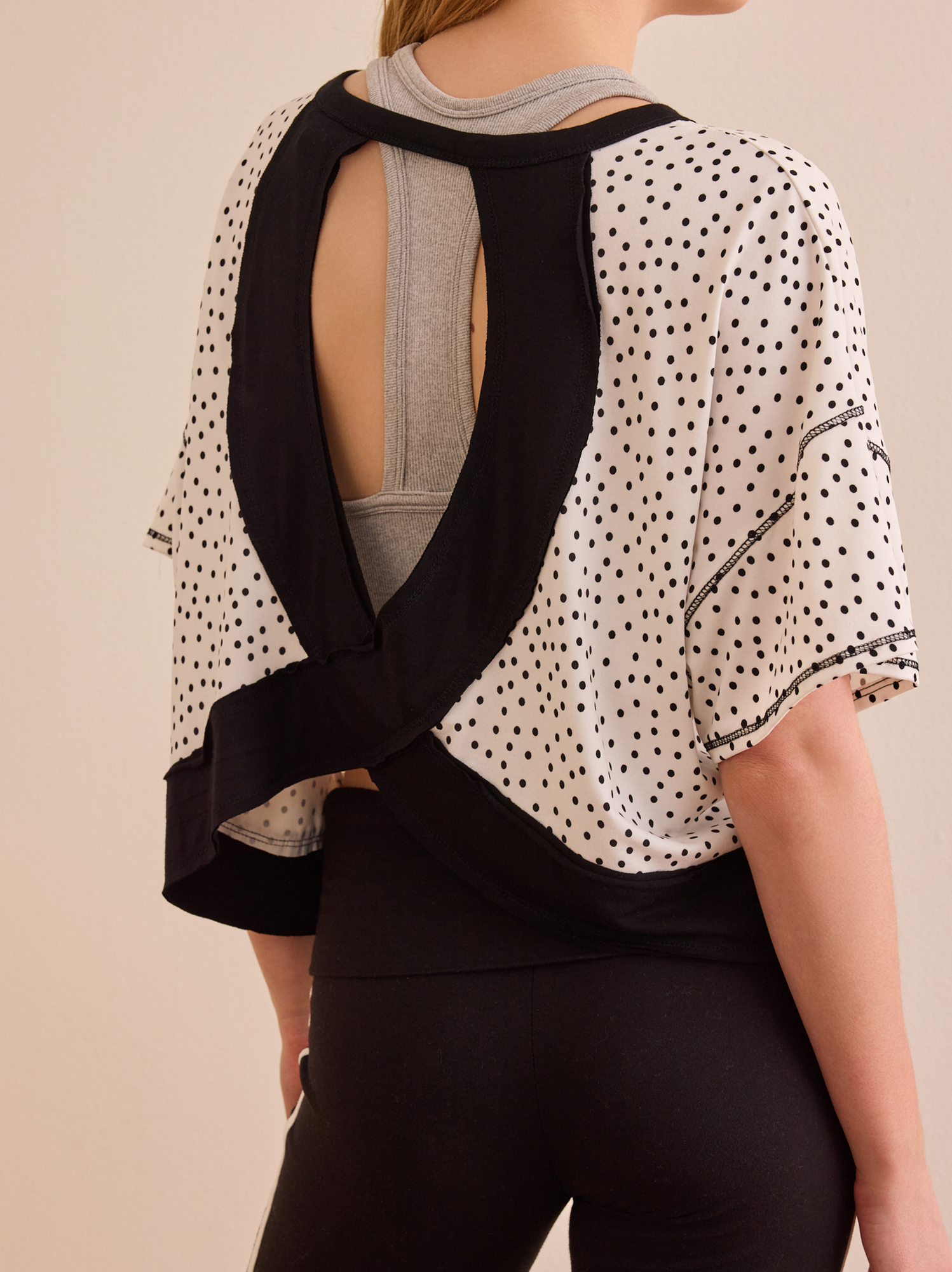 Axis Open Back Tee in Ivory & Black | AS Revival