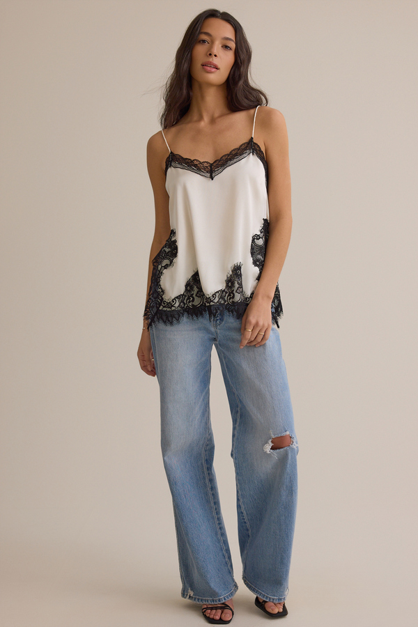Grace Satin Lace Trim Tank Detail 3 - Altar'd State