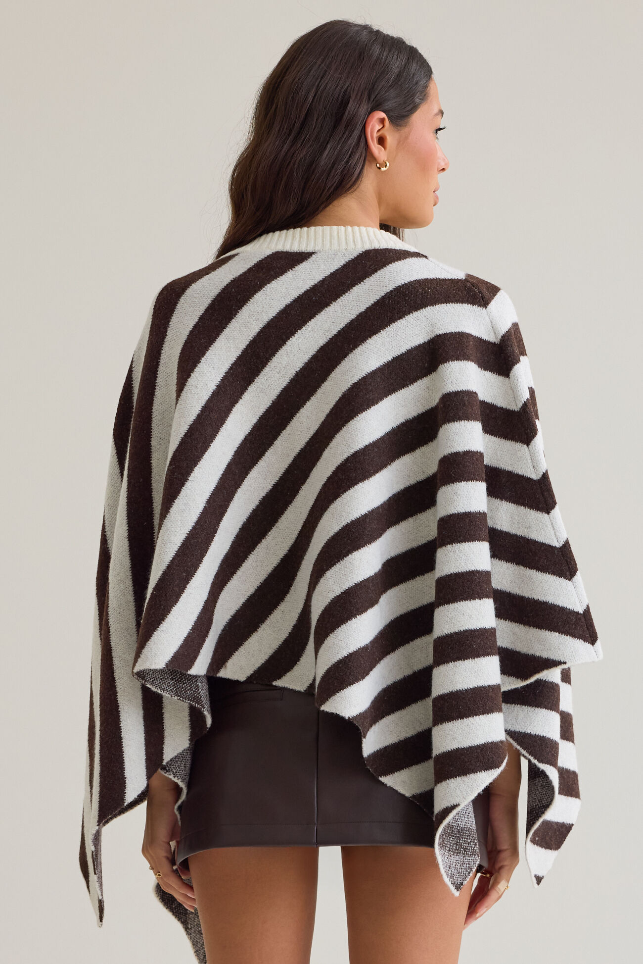Abby Striped Button Poncho