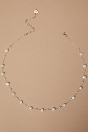 Dainty Pearl Stone Choker Necklace - Altar'd State - 