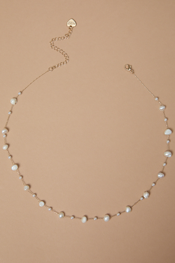 Dainty Pearl Stone Choker Necklace - Altar'd State