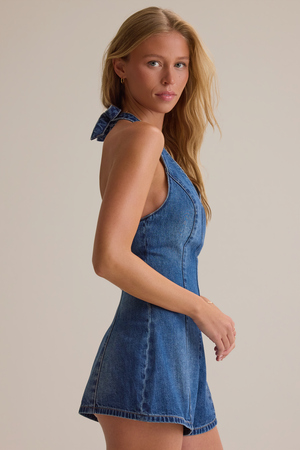Calie Denim Halter Romper - Altar'd State - 