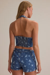 Jocelyn Denim Halter Romper Detail 4 - Altar'd State