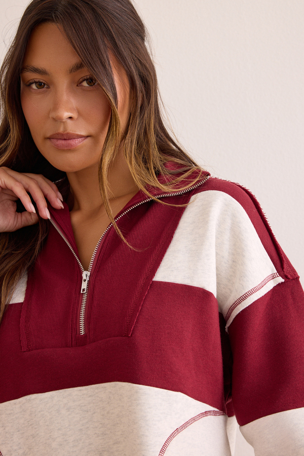 Overtime Striped Pullover Detail 4 - Altar'd State