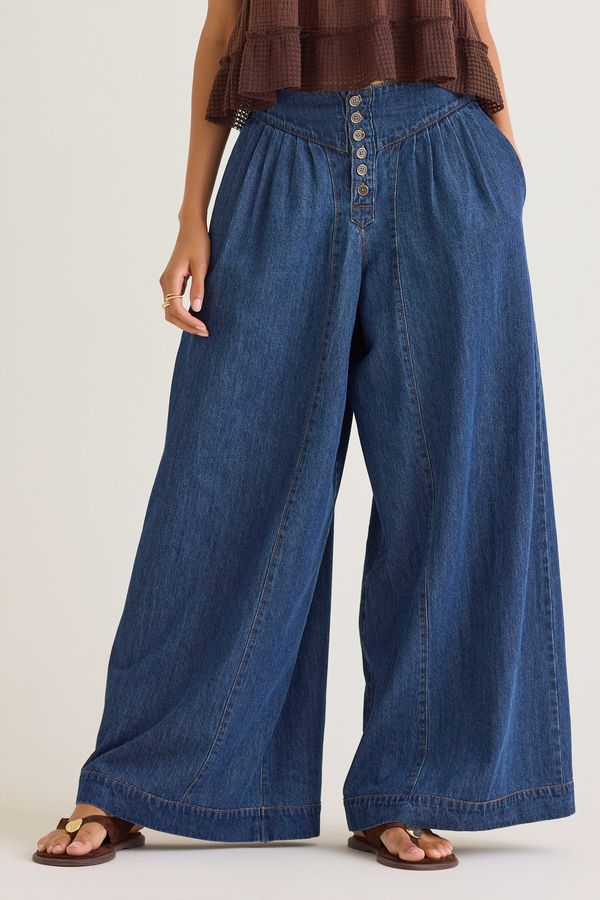 Andy High-Rise Button Front Boho Pant Detail 2 - Altar'd State