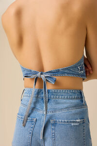 Emilie Star Denim Halter Tank Detail 3 - Altar'd State