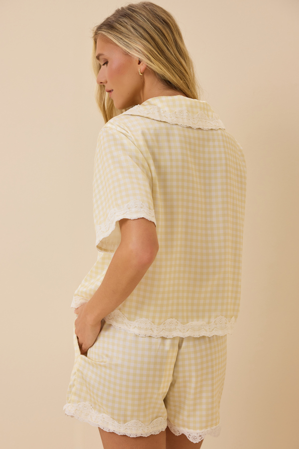 Sally Sleep Top in Yellow & White | Altar'd State