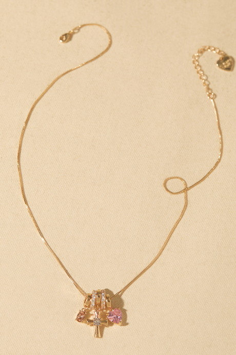 Heart Cross Charm Necklace - Altar'd State