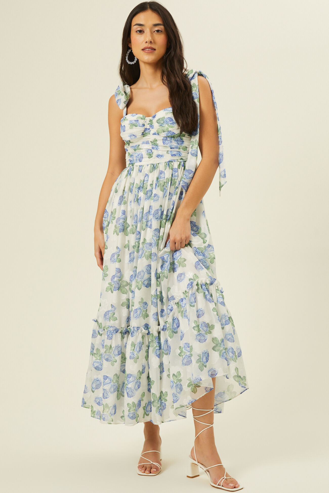 chinese dress ladies Aria Chiffon Cut Out Maxi Dress / Lagoon | Meshki main image 0