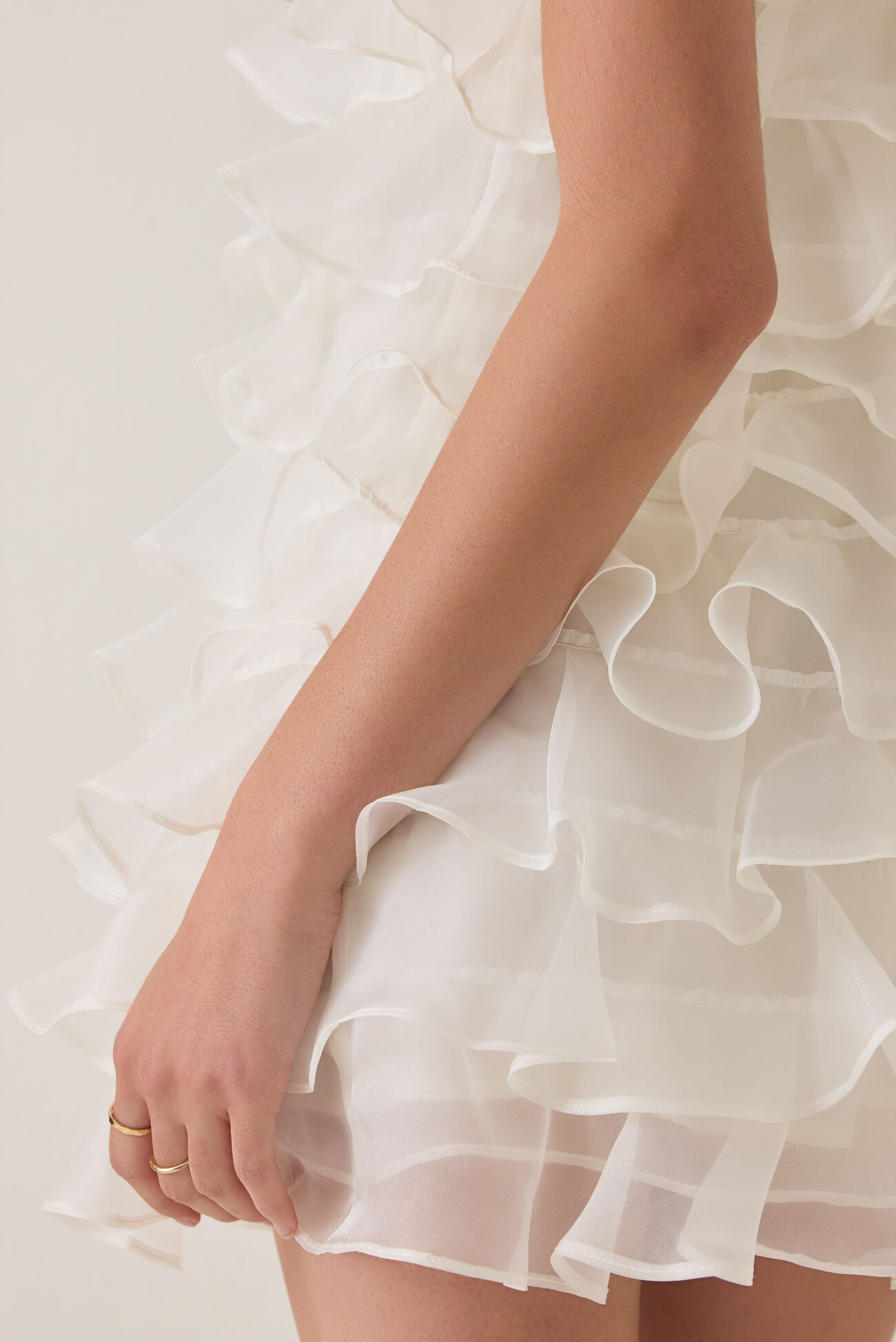 Ashen Ruffle Mini Dress