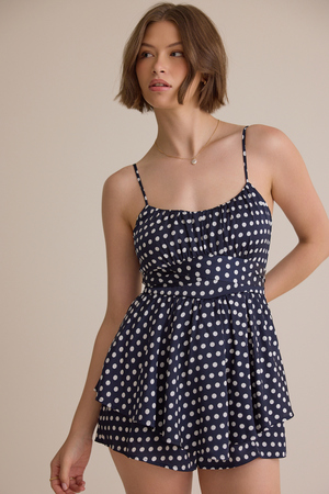 Vivian Polka Dot Double Layer Romper - Altar'd State - 