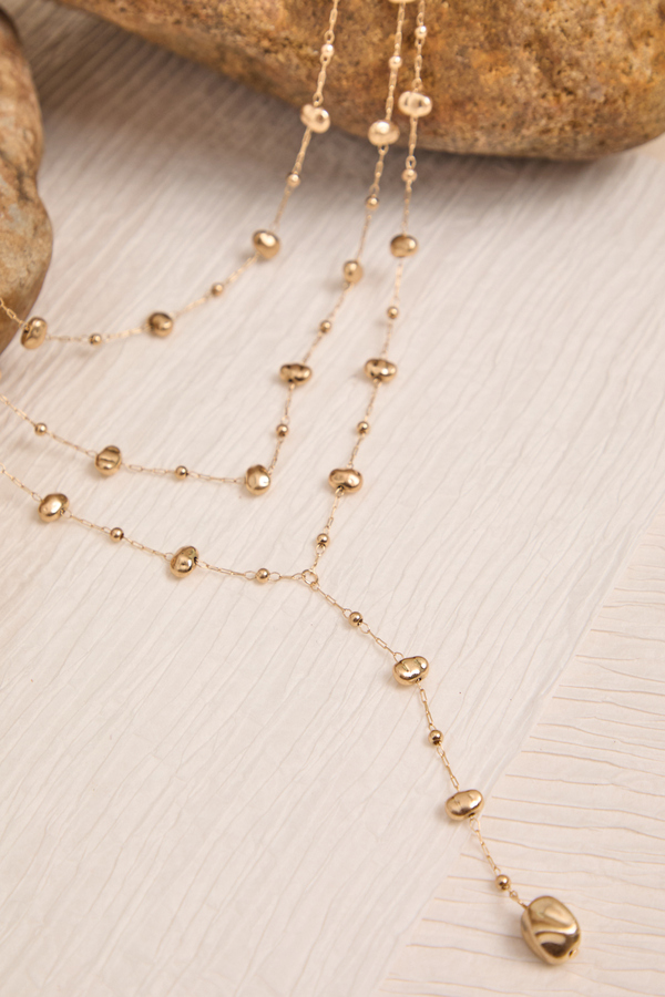 Gold Nugget Layered Necklace Detail 2 - Altar'd State