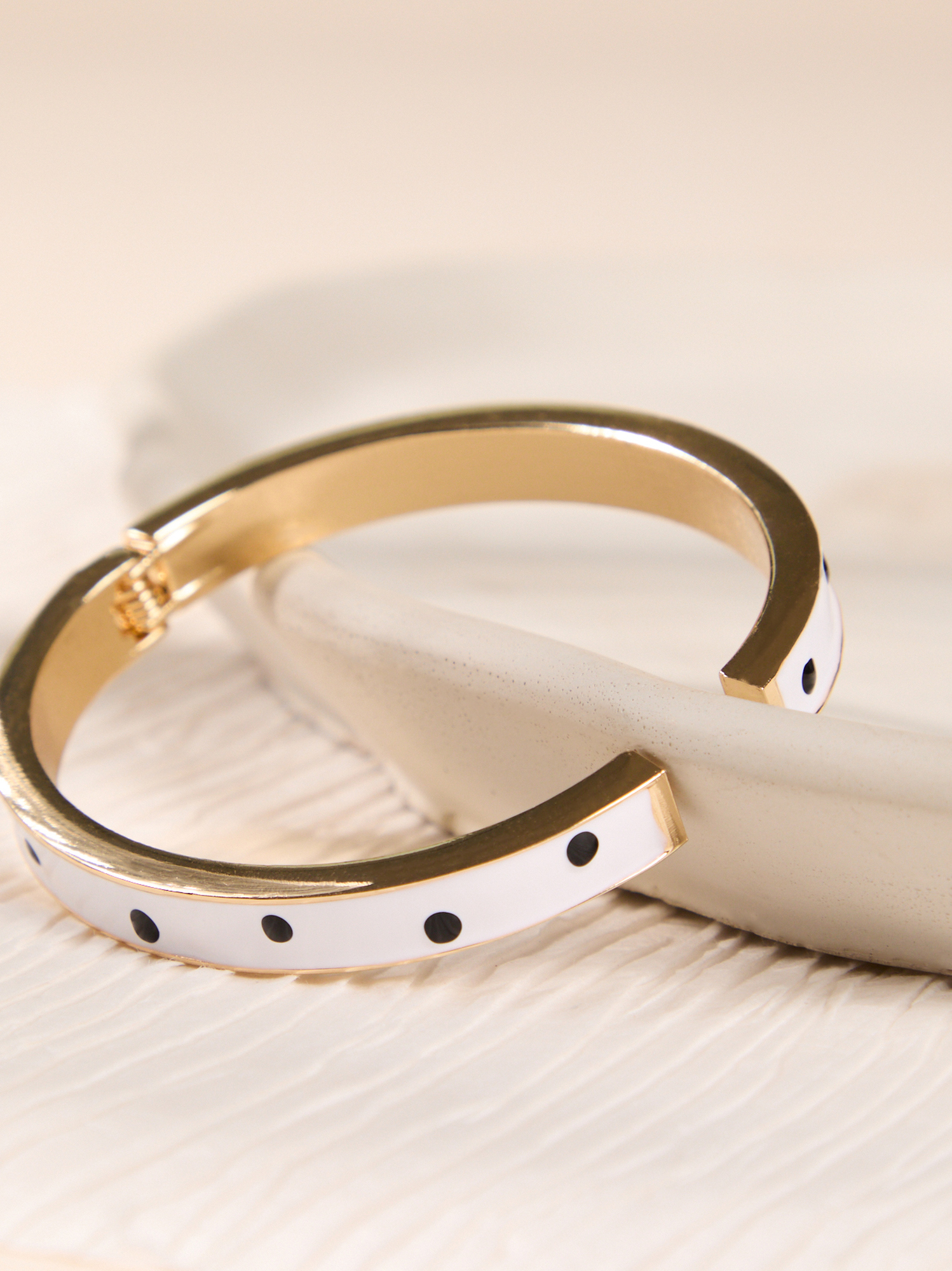 Polka Dot Luxe Gold Bangle in White & Black | Altar'd State