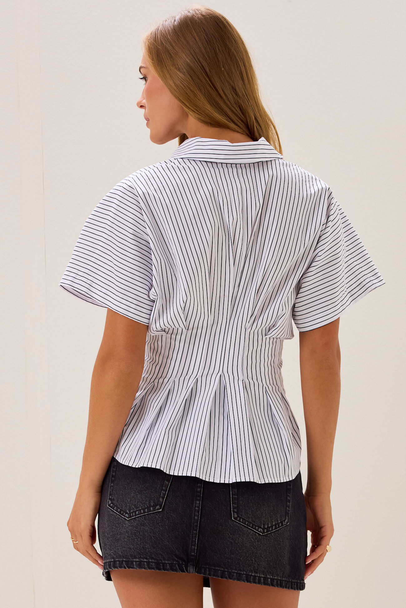Alexis Stripe Pleated Top