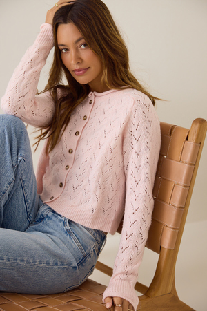 Elara Pointelle Button Up Cardigan - Altar'd State