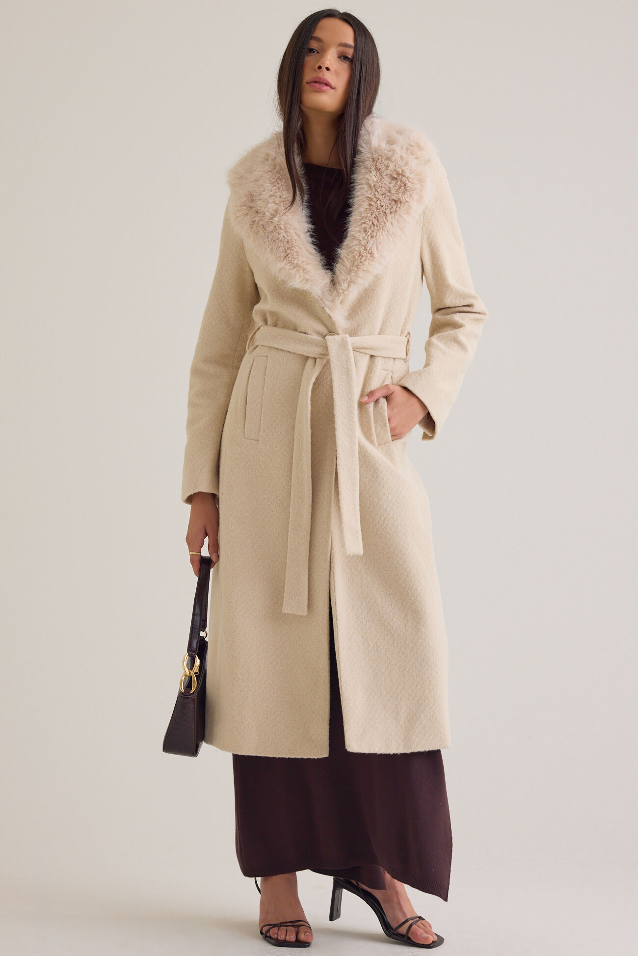 Brooks Faux Fur Trim Coat