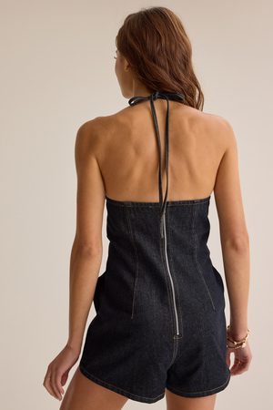 Wren Halter Denim Romper - Altar'd State - 
