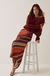 Asher Bias Stripe Midi Skirt Detail 2 - Altar'd State