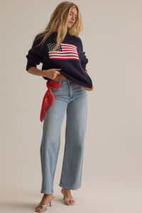 Newport American Flag Contrast Sweater Detail 2 - Altar'd State