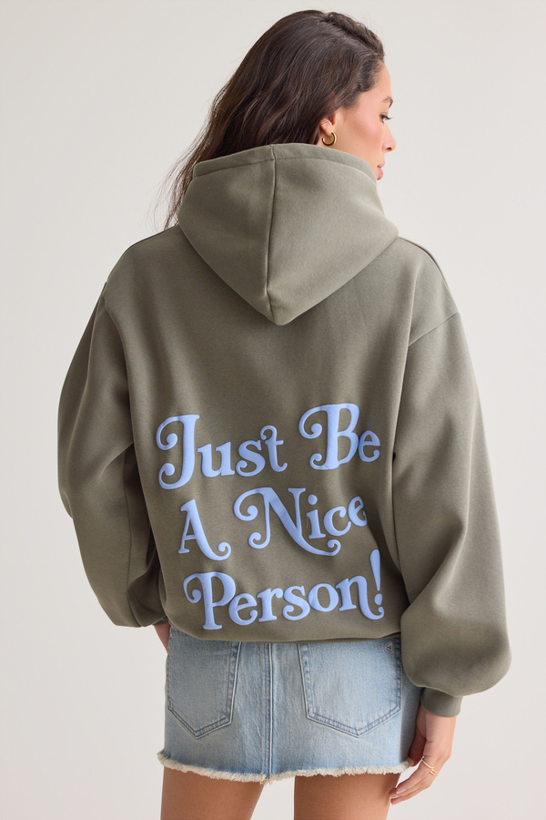 Just Be A Nice Person Hoodie Detail 2 - Altar'd State