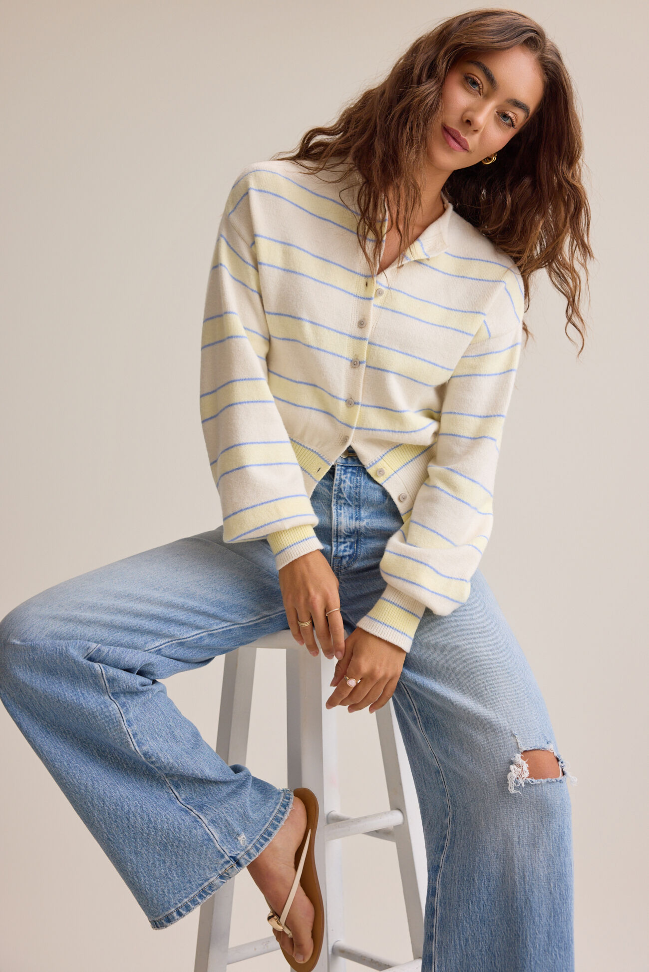 Ryder Stripe Banded Hem Cardigan