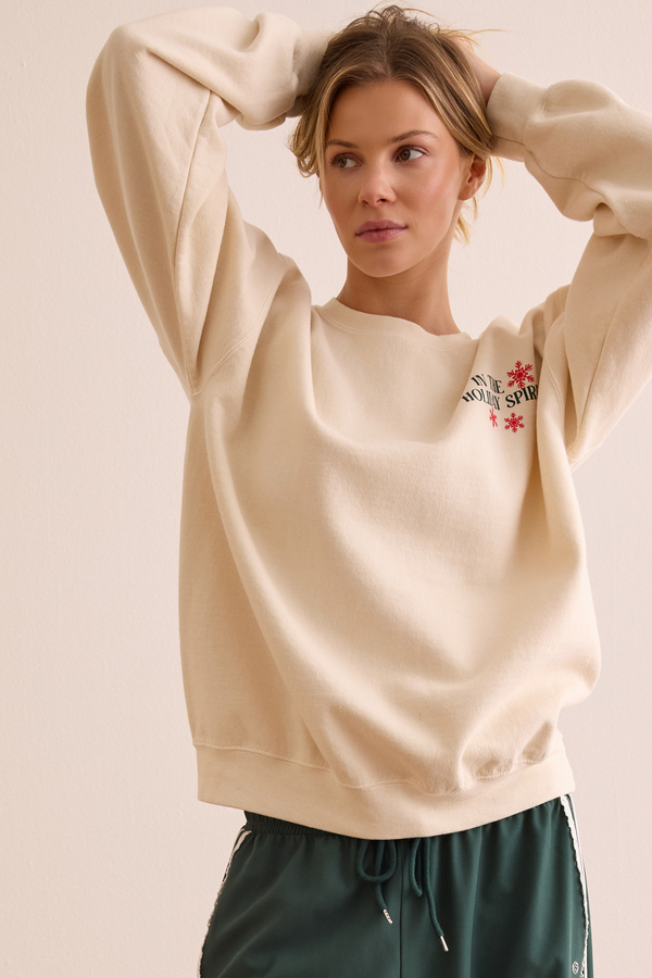 In The Holiday Spirit Graphic Pullover Detail 4 - Altar'd State