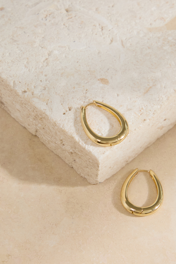 Olivia Oval Gold Hoops Detail 2 - Altar'd State