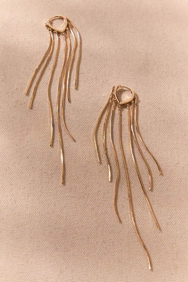 Millie Gold Droop Dangle Earrings Detail 3 - Altar'd State