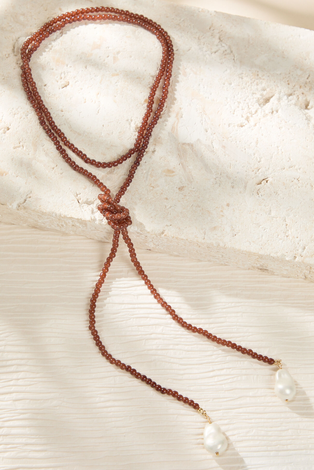 Brown Beaded Wrap Necklace