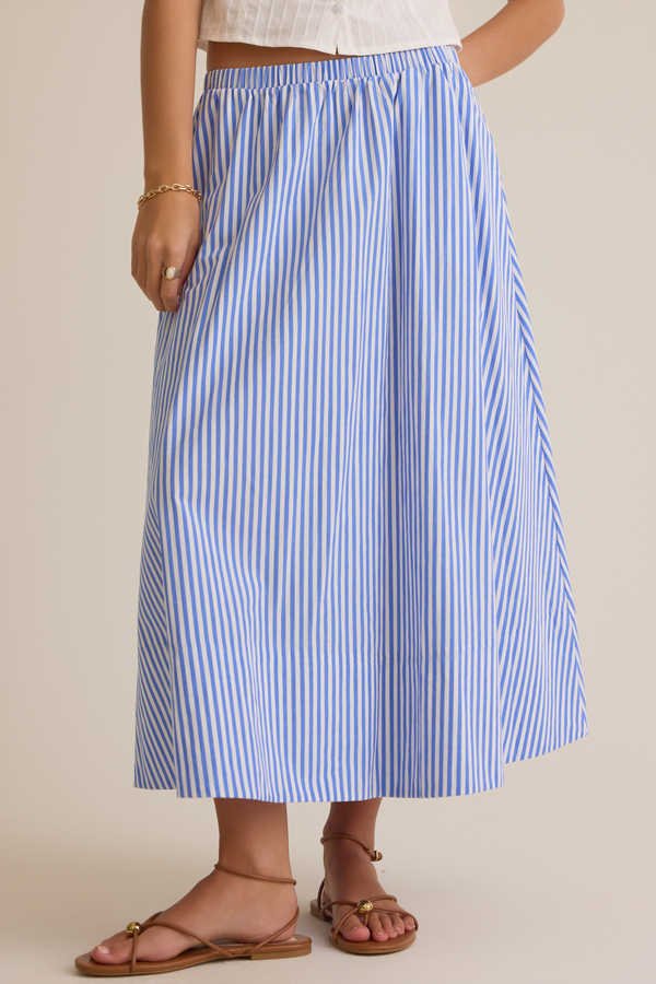 Sloane Stripe Midi Skirt Detail 2 - Altar'd State