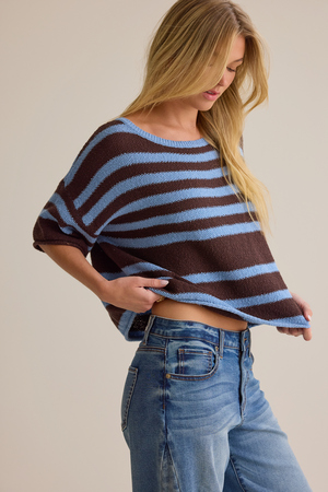 Bailey Striped Sweater Tee - Altar'd State - 