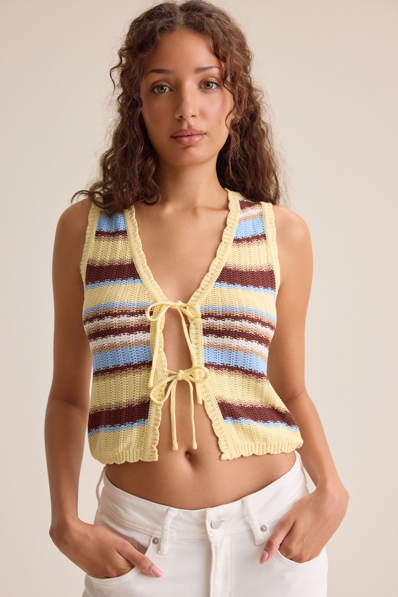 Juno Stripe Tie Front Top