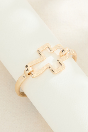 Hammered Open Cross Hinge Bracelet - Altar'd State - 