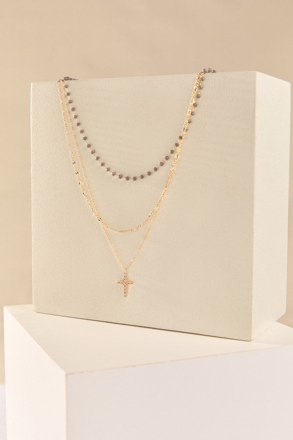 Layered Wire Cross Necklace - Altar'd State