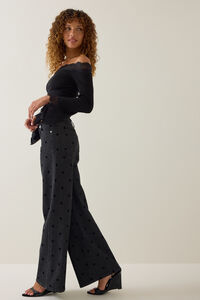 Josie Polka Dot Wide Leg Jean Detail 5 - Altar'd State