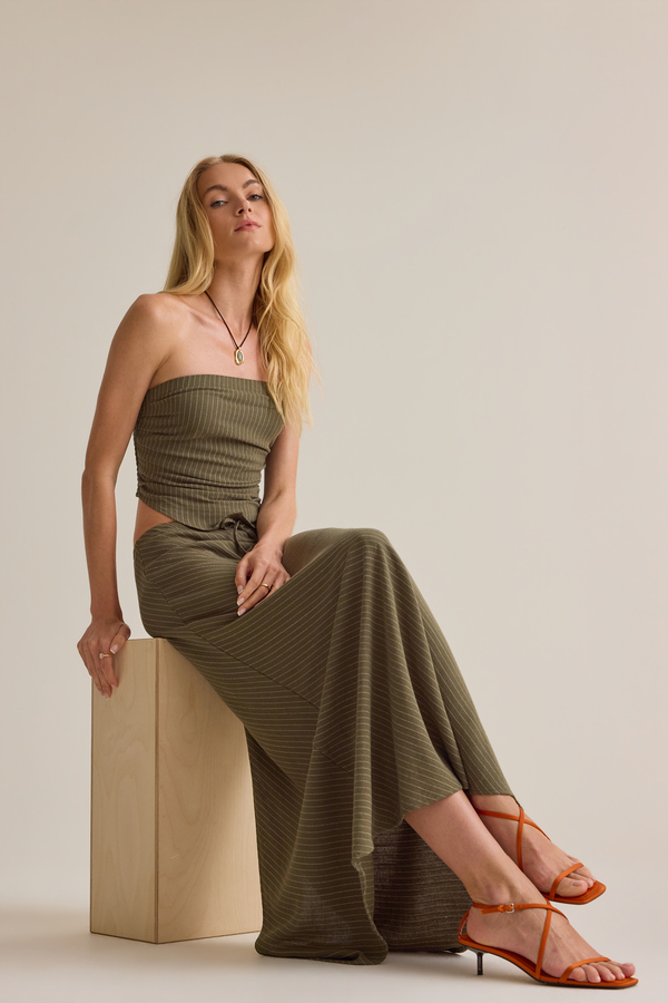 Merit Linen Stripe Midi Skirt - Altar'd State