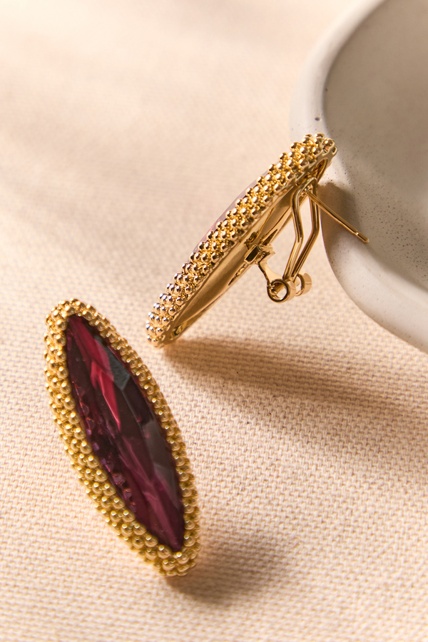 Burgundy Marquise Statement Earrings Detail 4 - Altar'd State