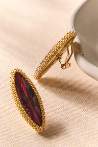 Burgundy Marquise Statement Earrings Detail 4 - Altar'd State